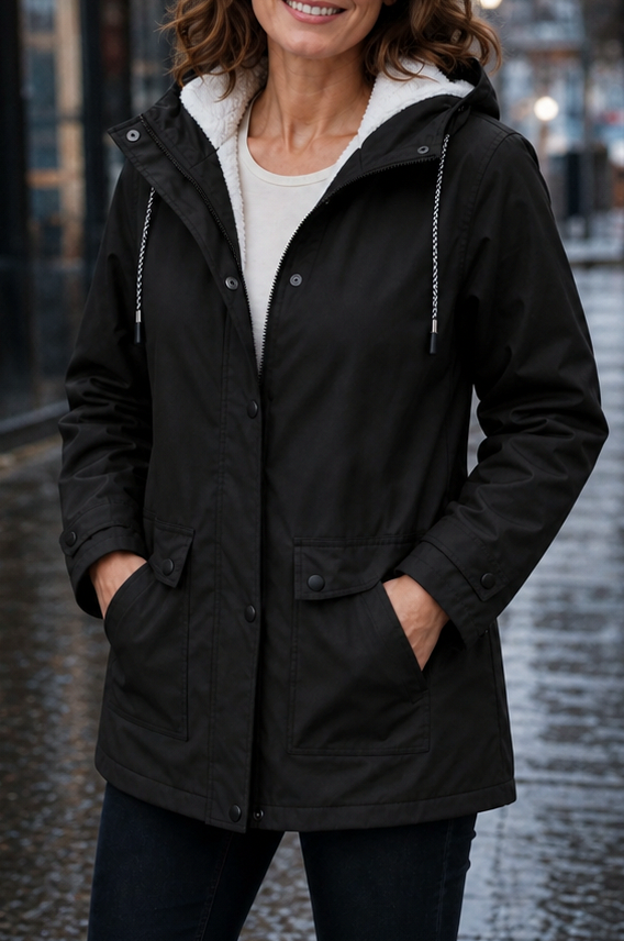 Sherpa Lined Hooded Long Sleeve Jacket