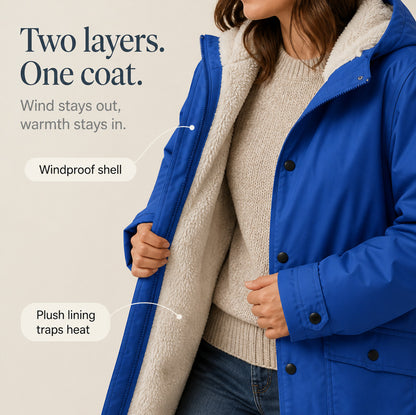 Sherpa Lined Hooded Long Sleeve Jacket