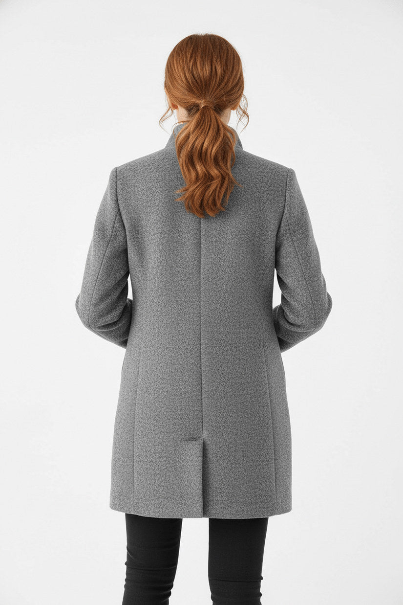 Stand Collar Button Front Coat