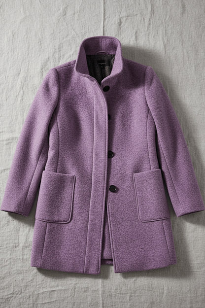 Stand Collar Button Front Coat
