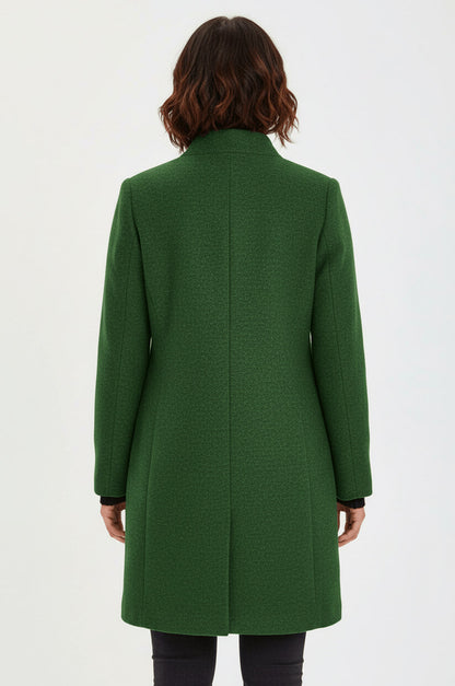 Stand Collar Button Front Coat