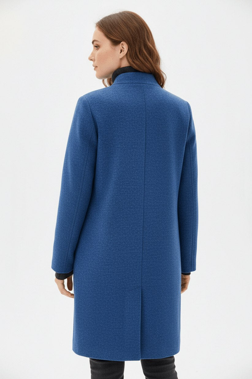 Stand Collar Button Front Coat