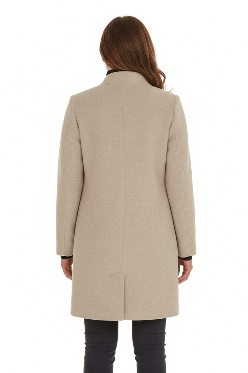 Stand Collar Button Front Coat