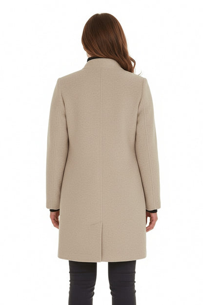 Stand Collar Button Front Coat