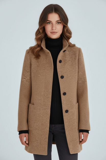 Stand Collar Button Front Coat