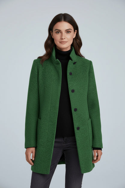 Stand Collar Button Front Coat