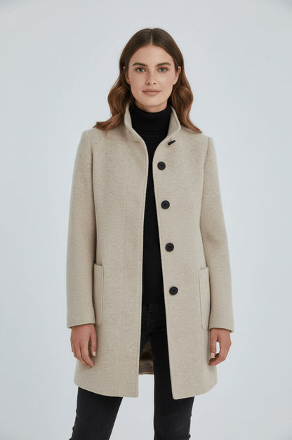 Stand Collar Button Front Coat