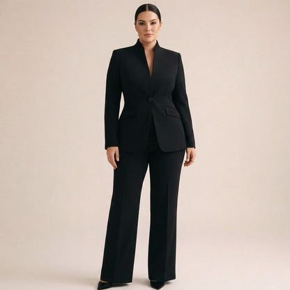 Stand Collar Long Sleeve Blazer