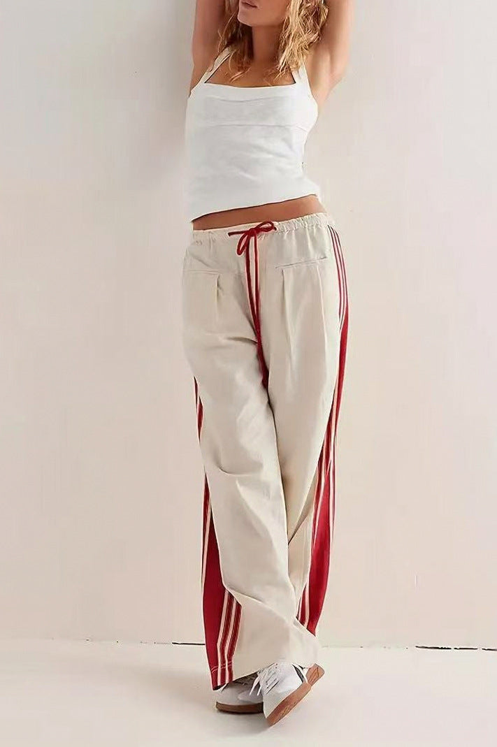 Striped Pleated Wide Leg Pants