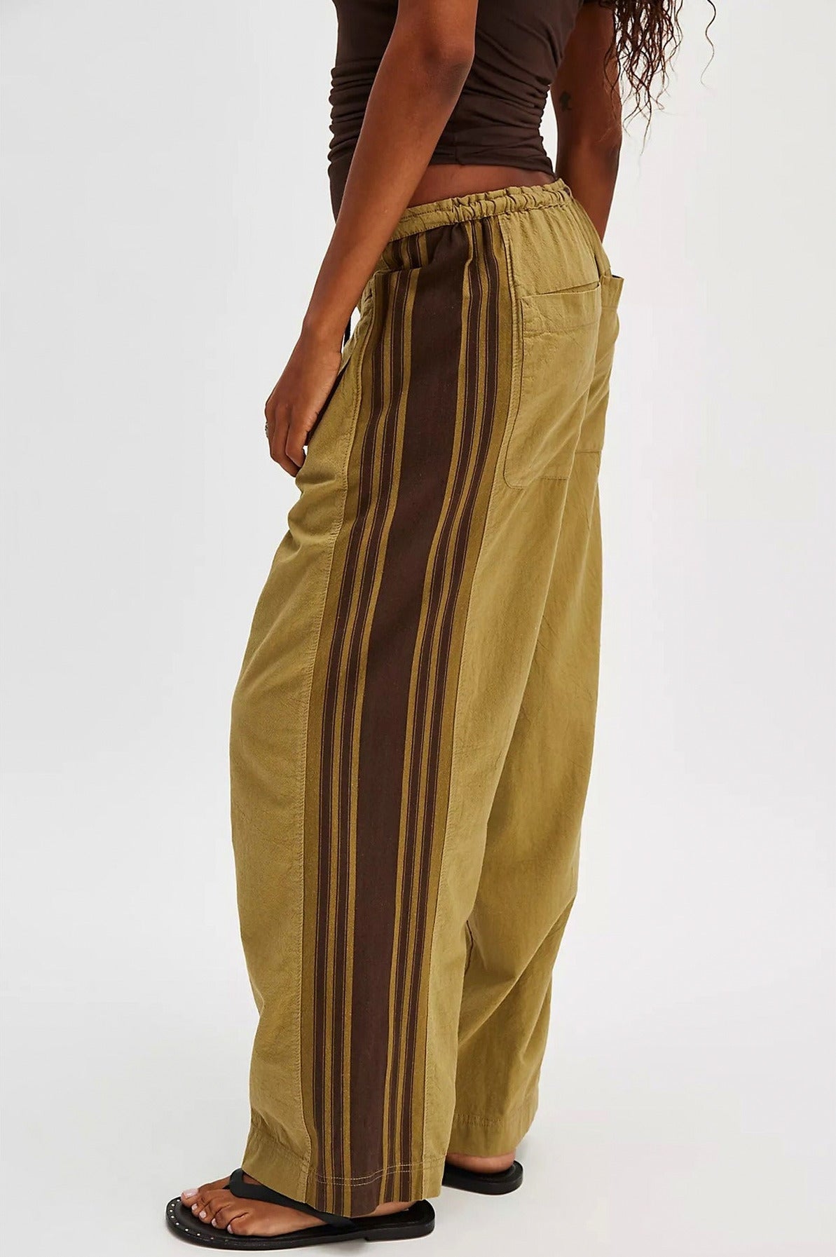 Striped Pleated Wide Leg Pants
