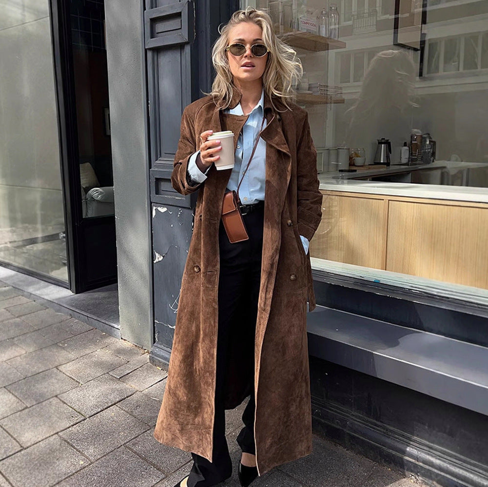 Suede Belted Trench Coat