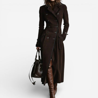 Suede Double Breasted Maxi Trench Coat