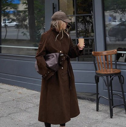 Suede Double Breasted Trench Coat