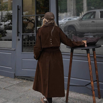 Suede Double Breasted Trench Coat