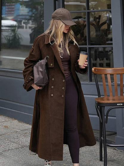 Suede Double Breasted Trench Coat
