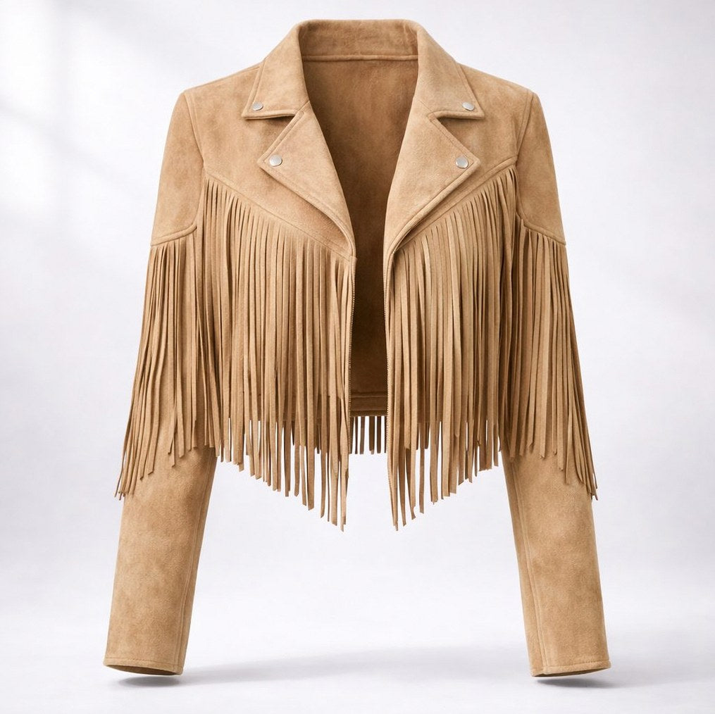 Suede Fringe Long Sleeve Jacket