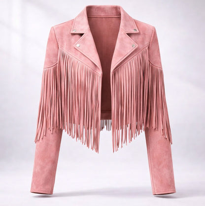 Suede Fringe Long Sleeve Jacket