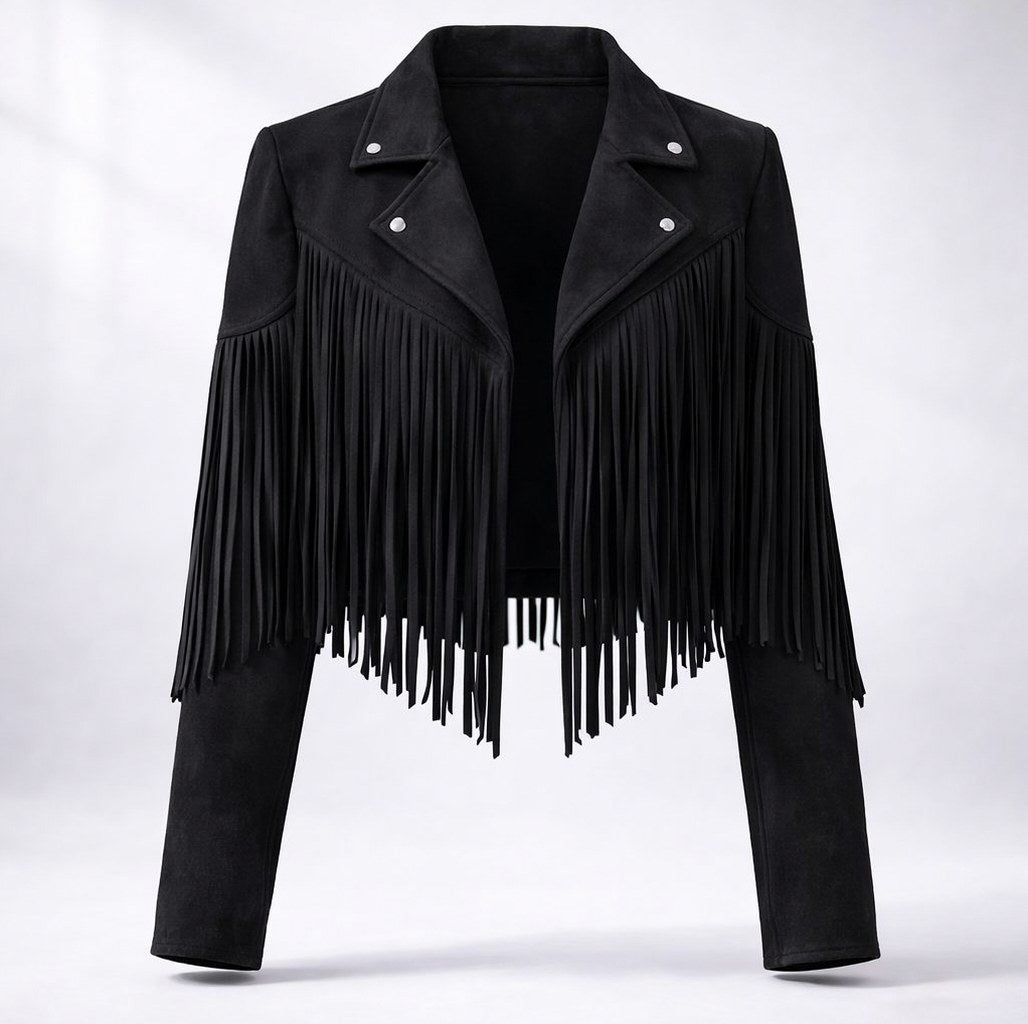 Suede Fringe Long Sleeve Jacket