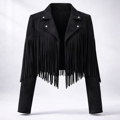 Suede Fringe Long Sleeve Jacket