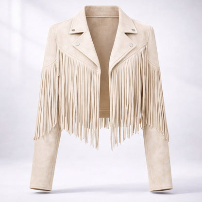 Suede Fringe Long Sleeve Jacket
