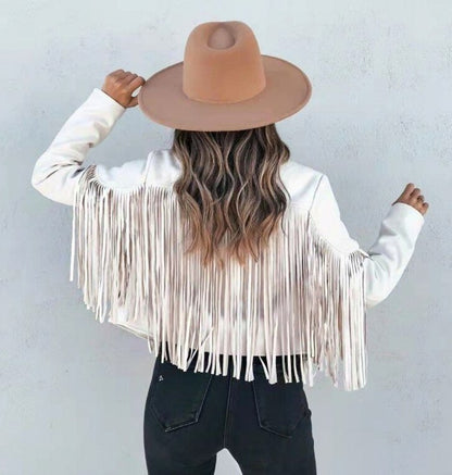 Suede Fringe Long Sleeve Jacket