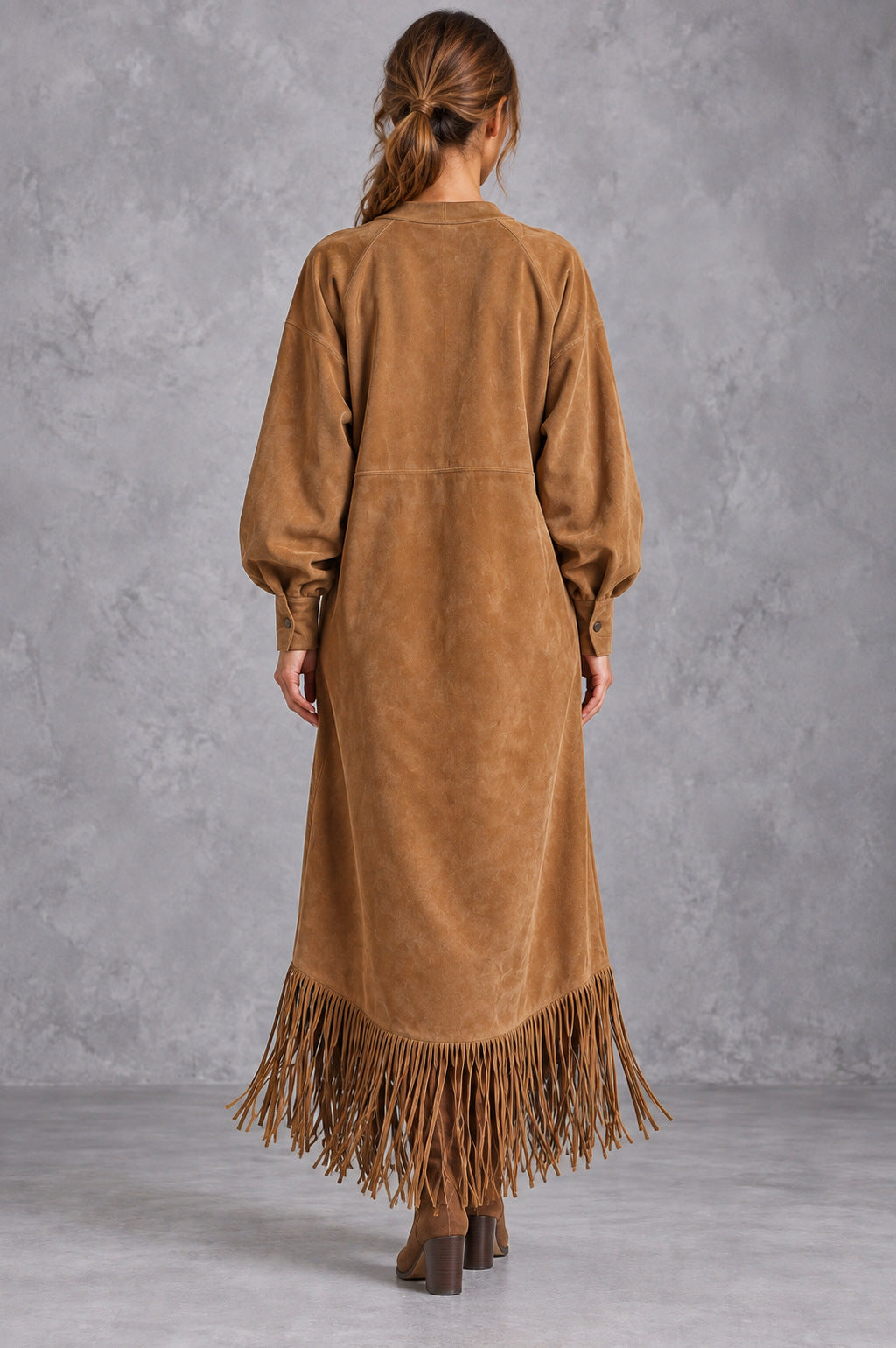 Suede Fringe Maxi Dress
