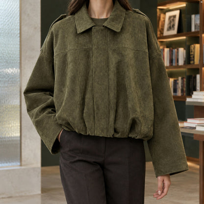 Suede Long Sleeve Cropped Jacket