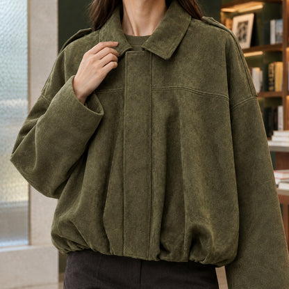 Suede Long Sleeve Cropped Jacket