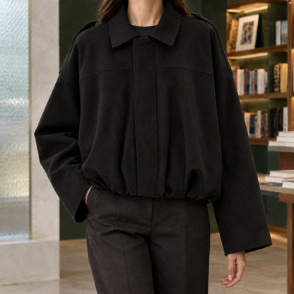 Suede Long Sleeve Cropped Jacket