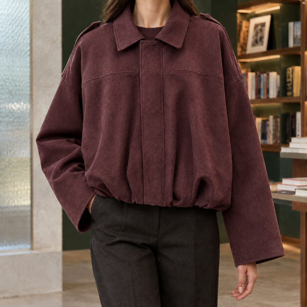 Suede Long Sleeve Cropped Jacket