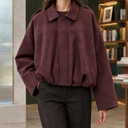 Suede Long Sleeve Cropped Jacket