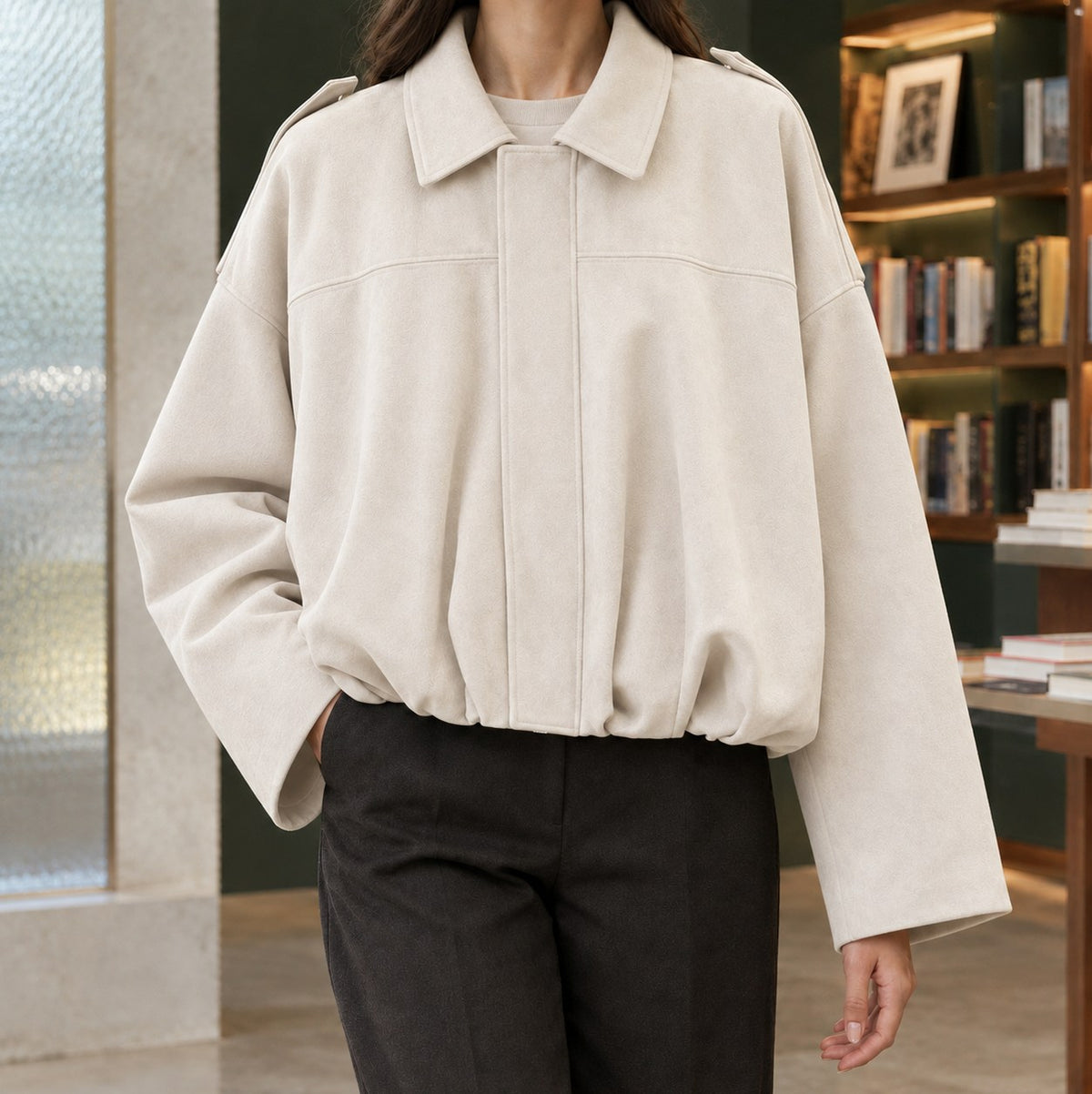 Suede Long Sleeve Cropped Jacket