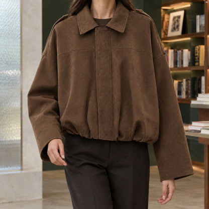 Suede Long Sleeve Cropped Jacket