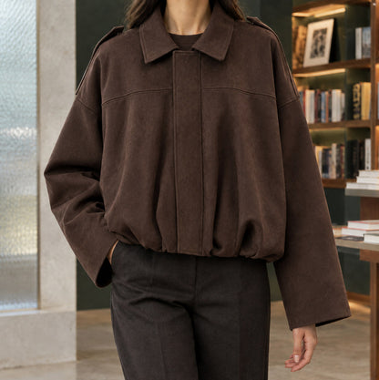 Suede Long Sleeve Cropped Jacket