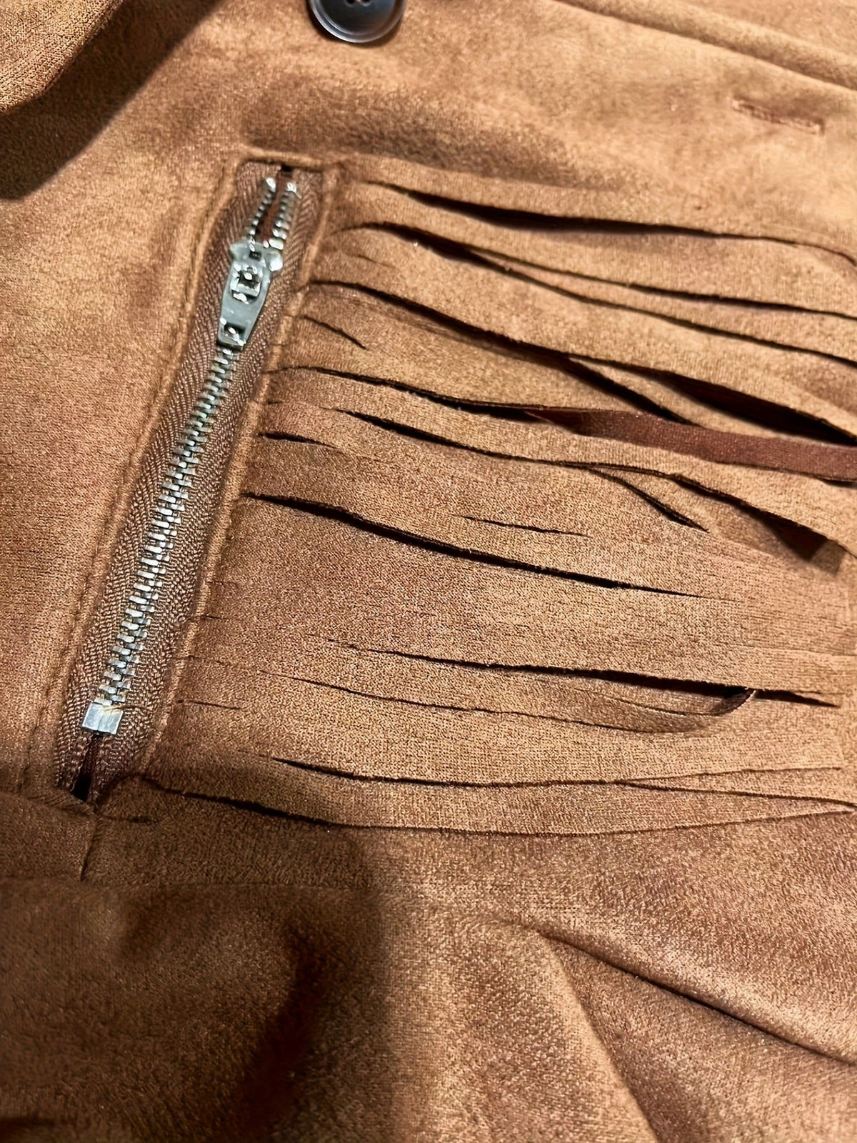 Suede Long Sleeve Fringe Jacket