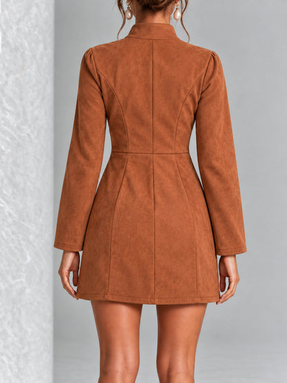 Suede Long Sleeve Mini Dress