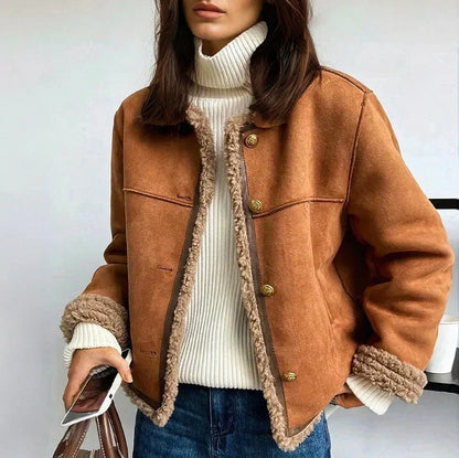 Suede Sherpa Trim Jacket