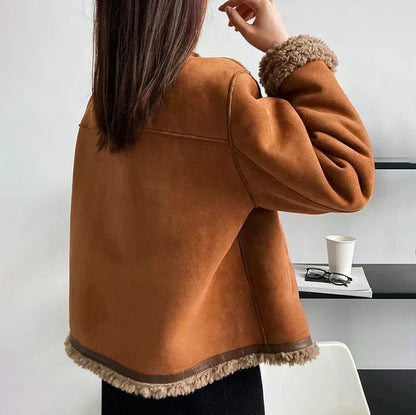 Suede Sherpa Trim Jacket