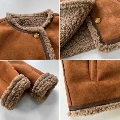 Suede Sherpa Trim Jacket