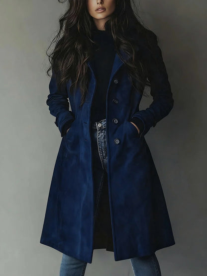 Suede Long Sleeve Trench Coat
