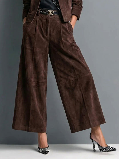 Suede Long Sleeve Two Piece Set