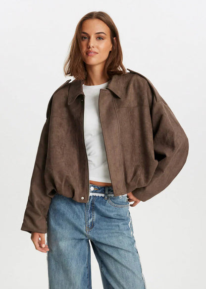 Suede Oversized Long Sleeve Jacket