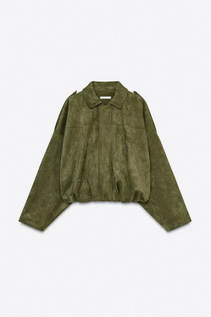 Suede Oversized Long Sleeve Jacket