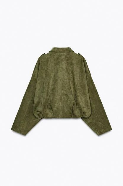 Suede Oversized Long Sleeve Jacket