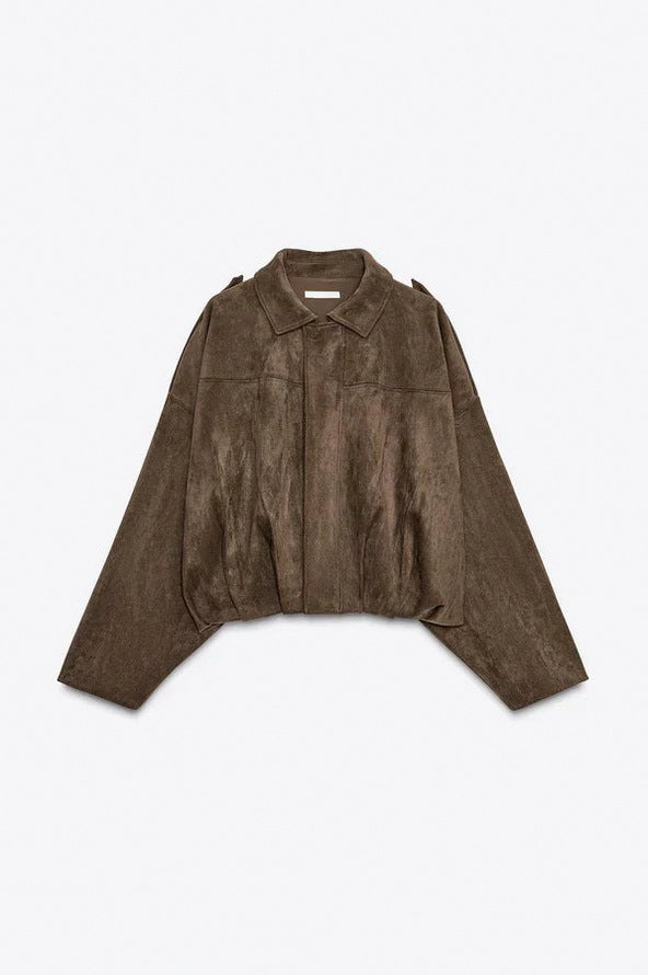 Suede Oversized Long Sleeve Jacket