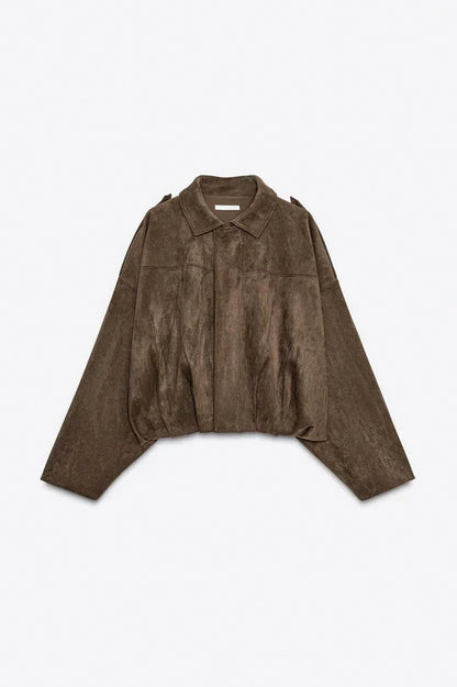 Suede Oversized Long Sleeve Jacket