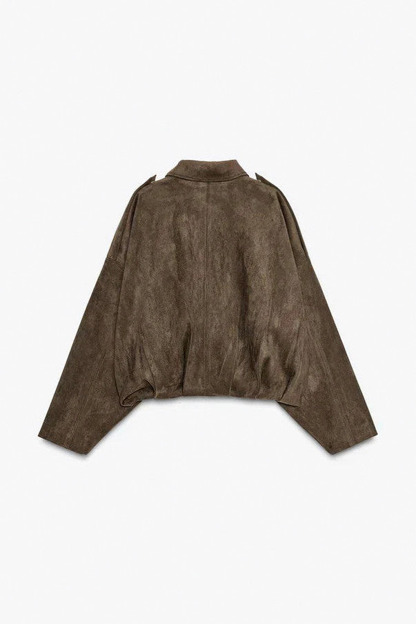 Suede Oversized Long Sleeve Jacket