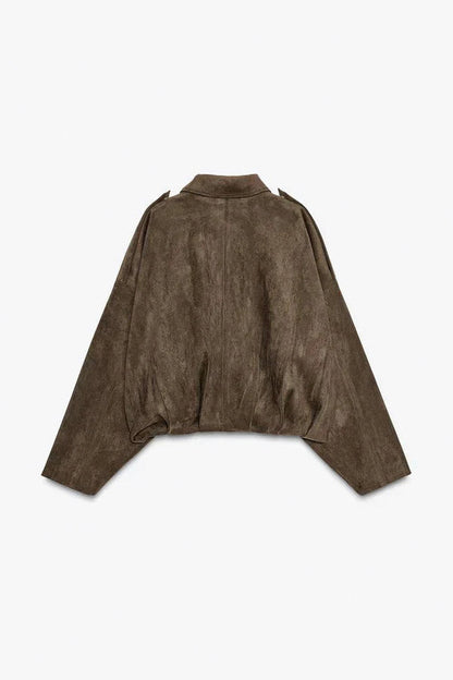 Suede Oversized Long Sleeve Jacket