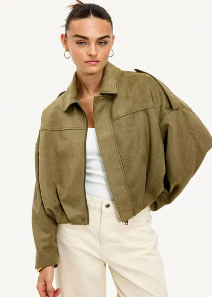 Suede Oversized Long Sleeve Jacket