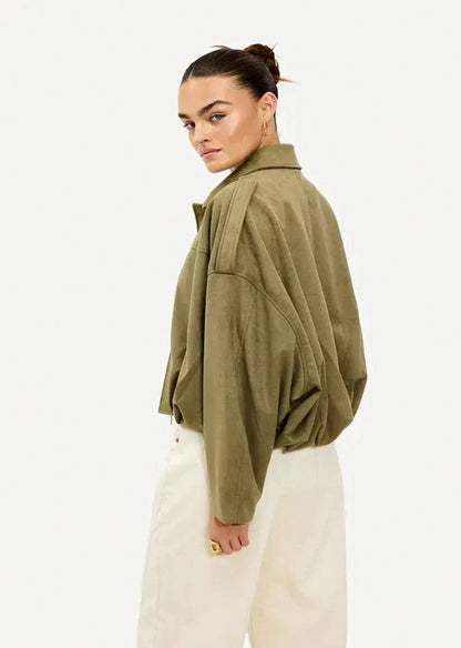 Suede Oversized Long Sleeve Jacket